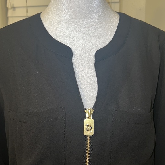 Michael Kors Black Front Half Zip Blouse - Picture 4 of 8